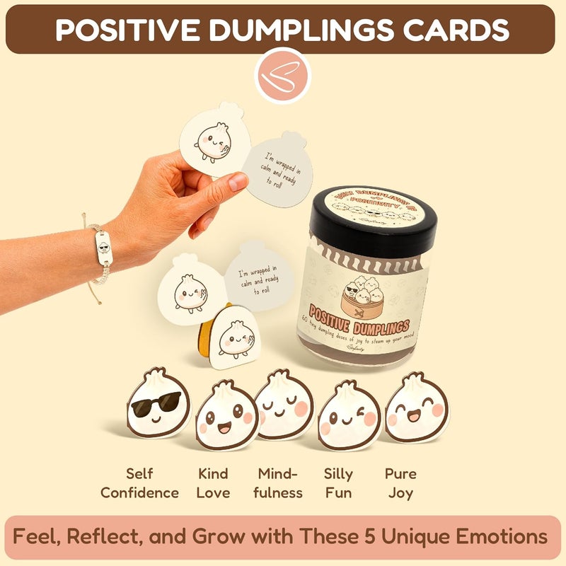 STOFINITY Emotional Support Dumplings Cards - Positive Affirmation Jar with 60 Uplifting Notes, Funny Christmas Gifts for Teen Girls, Women, Teacher, Tween, Birthday Gifts for Teen Girls Trendy Stuff - Image 3